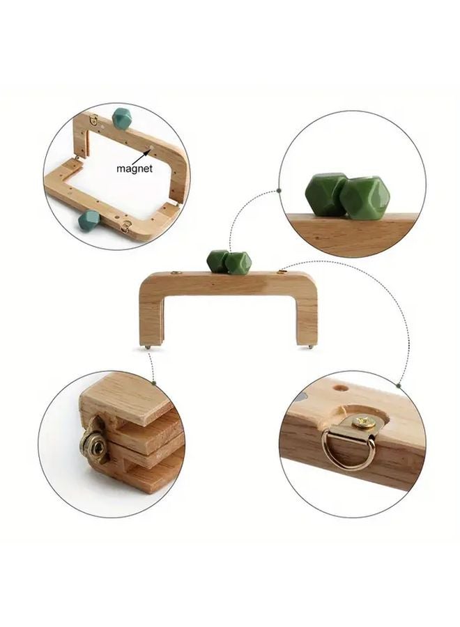 Handmade DIY Vintage Wooden Clasp Lock Purse Frame Handle Beige Crafting Supplies - Image 5